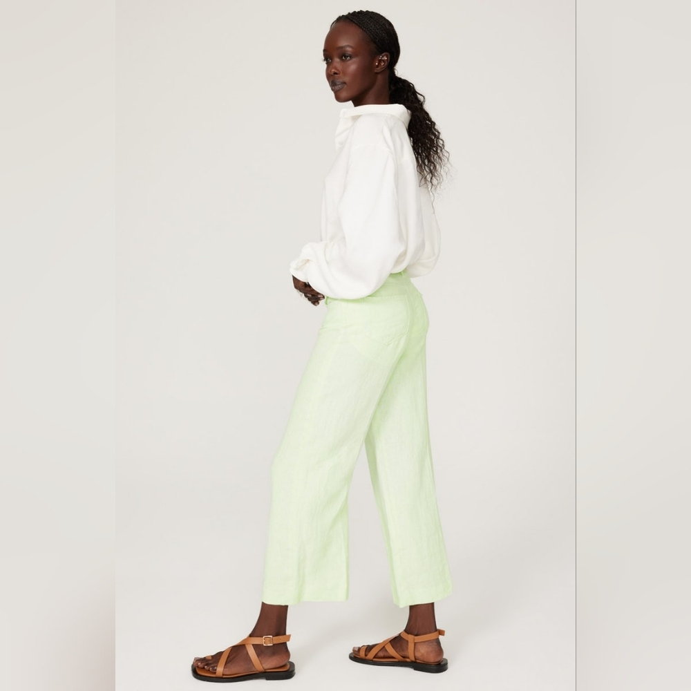 L'Agence Pants Linen Green Wide Leg